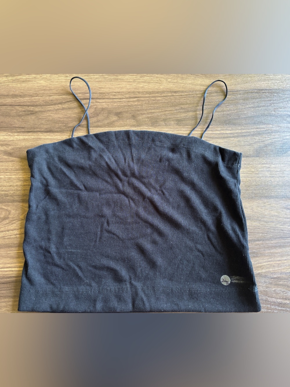 American Eagle Outfitters Black Ribbed Crop Top with Thin Straps